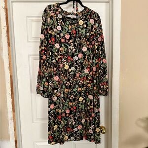 LOFT Plus Black Floral Dress